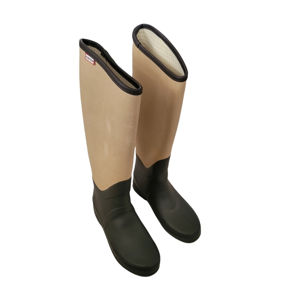 Hunter Original Brown and Canvas Knee High Rain Boots Regent St James Womens 5 - Picture 3 of 10